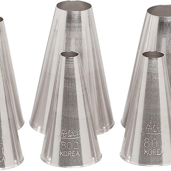 Ateco 810 - 10 Piece Plain Tube Set, Stainless Steel Pastry Tips, Sizes 0 - 9